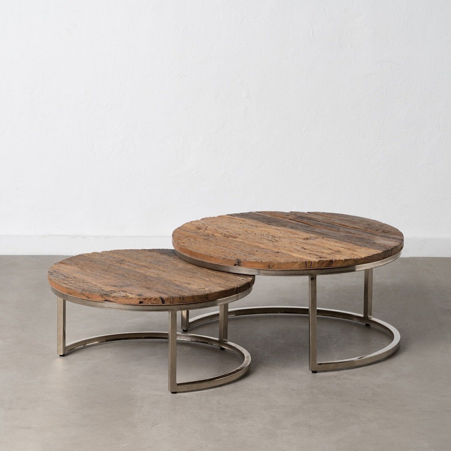 S/2 TAVOLINO BASSO MARRONE-ARGENTO ST603344