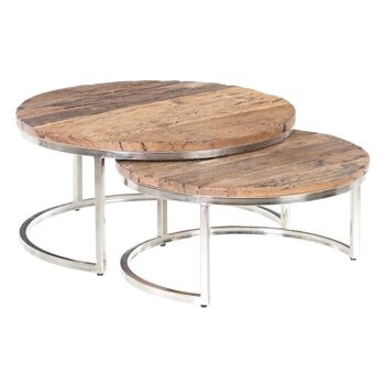 TABLE BASSE S/2 MARRON-ARGENT ST603344 3