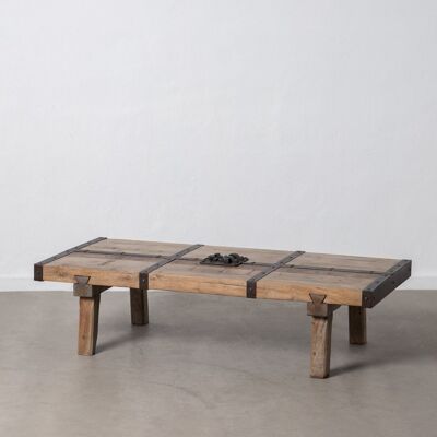NATURAL COFFEE TABLE-BLACK WOOD-IRON ST605568