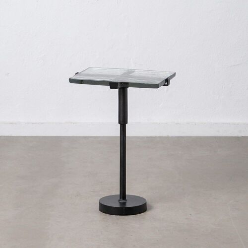 MESA AUXILIAR NEGRO METAL-CRISTAL SALÓN ST607534