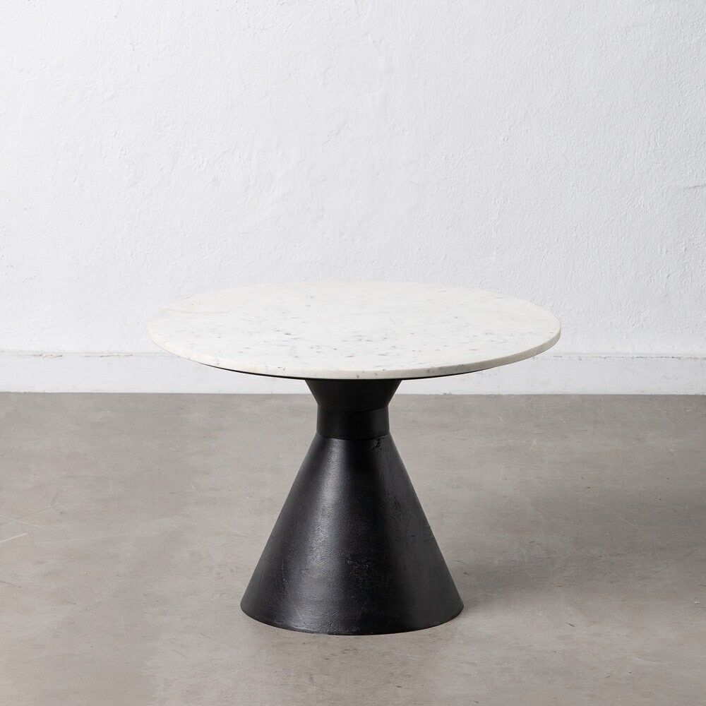 TAVOLINO BIANCO-METALLO NERO-MARMO ST607540
