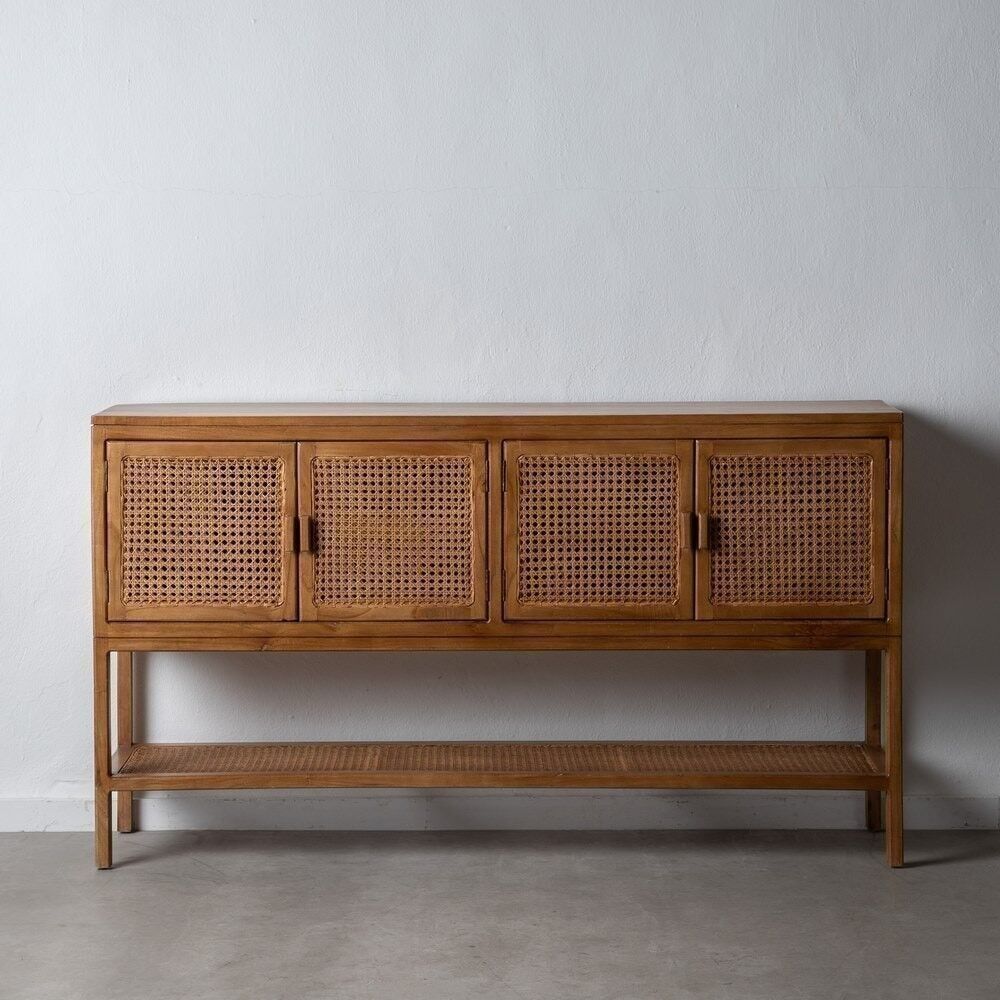 CREDENZA SOGGIORNO IN RATTAN NATURALE/LEGNO ST600362