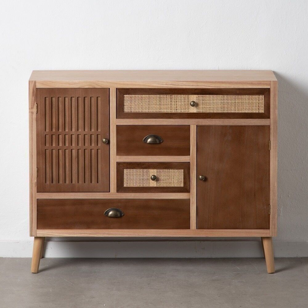 CREDENZA CREMA-LEGNO NATURALE-RATAN ST603482