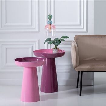 TABLE D'APPOINT DE SALON EN FER LAQUE ROSE ST605593 2