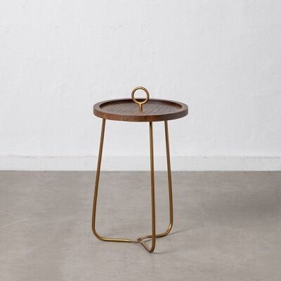SIDE TABLE GOLD-BROWN WOOD-IRON ST607563