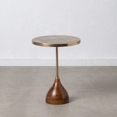 SIDE TABLE BROWN-GOLD METAL-WOOD ST607615