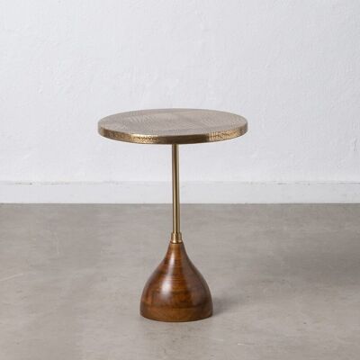 TAVOLINO MARRONE-ORO METALLO-LEGNO ST607615