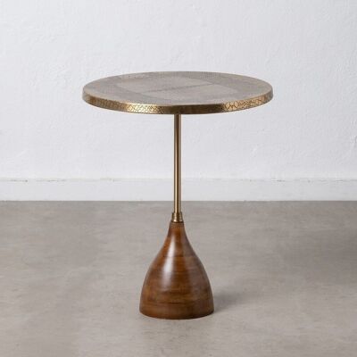 SIDE TABLE BROWN-GOLD METAL-WOOD ST607616
