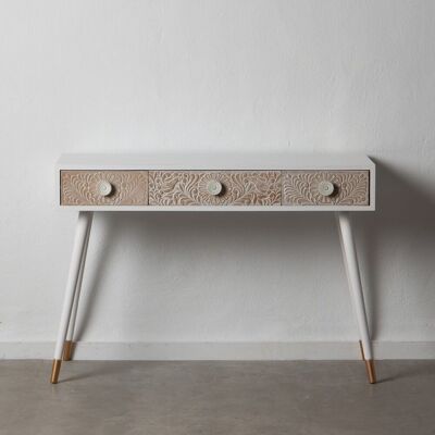 CONSOLE WHITE-NATURAL PINE WOOD ST600526