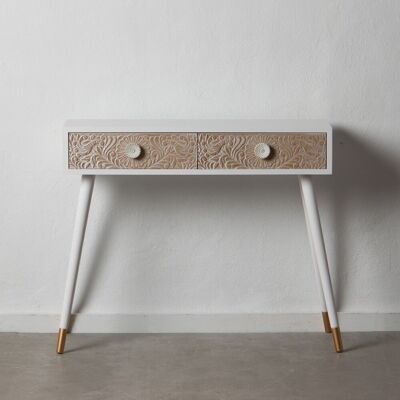 CONSOLE WHITE-NATURAL PINE WOOD ST600525