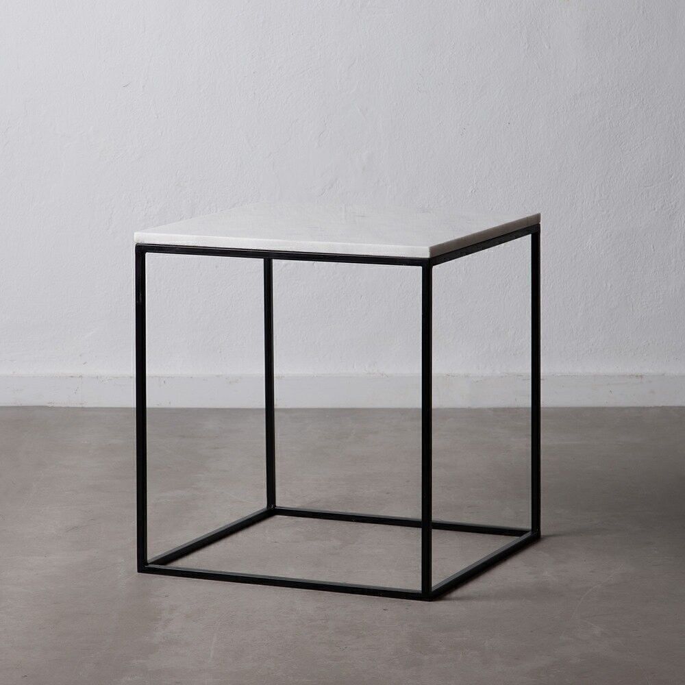 SOGGIORNO ST600622 TAVOLO METALLO-MARMO NERO-BIANCO