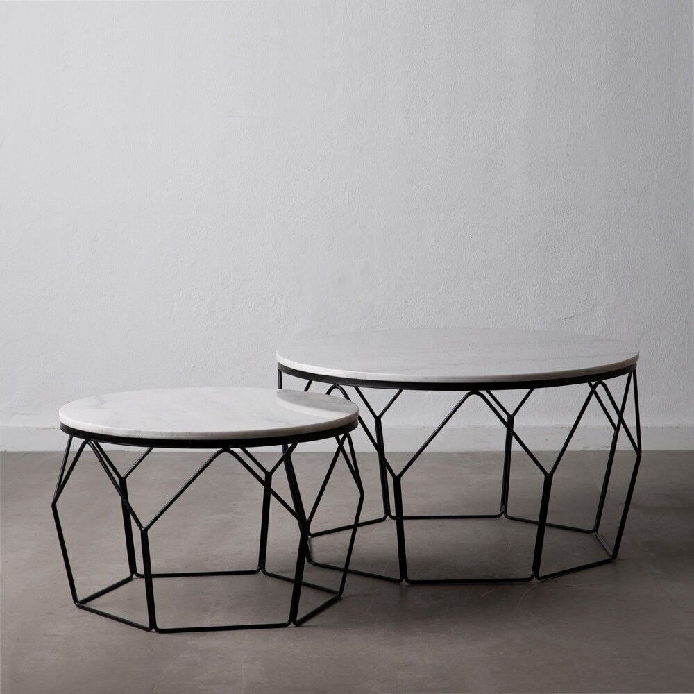 S/2 TAVOLINO BIANCO-NERO ST600626