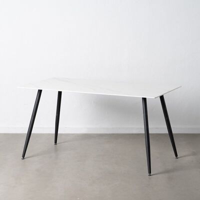 TAVOLO DA PRANZO IN MARMO BIANCO-NERO ST605702