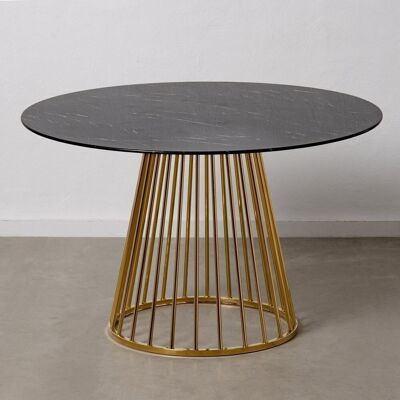 TAVOLO DA PRANZO IN MARMO NERO-ORO ST605636