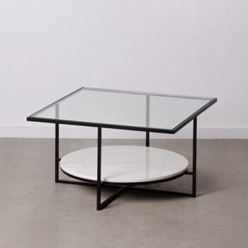 TABLE BASSE METAL-MARBRE NOIR-BLANC ST605790 1