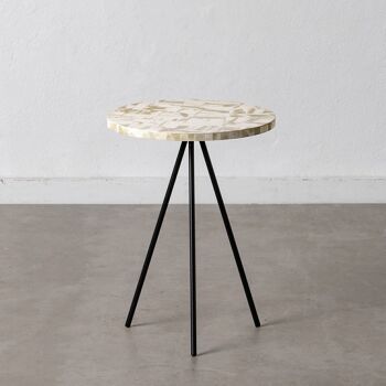 TABLE D'APPOINT METAL BEIGE-NOIR / RESINE ST607775 1