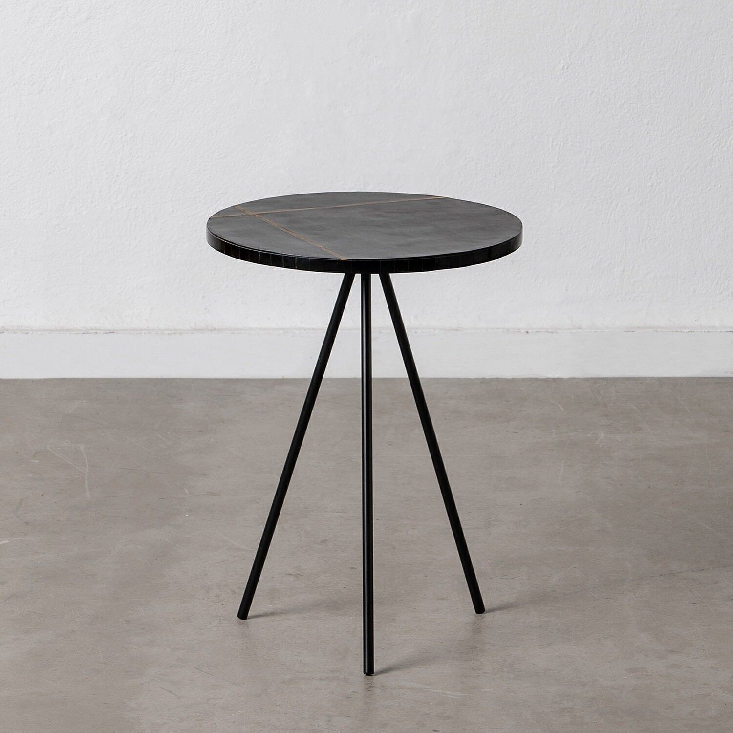 BEISTELLTISCH SCHWARZ-GOLDMETALL / HARZ ST607777