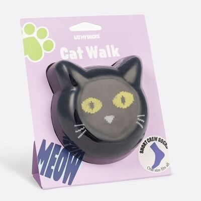 Chat Marche Chaussette Noire