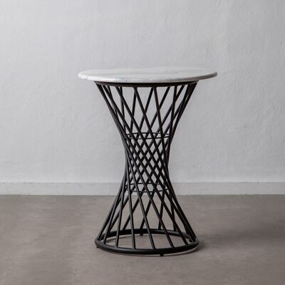 SIDE TABLE WHITE-BLACK METAL-CEMENT ST601121