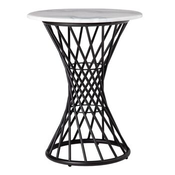 TABLE D'APPOINT BLANC-NOIR METAL-CIMENT ST601121 3