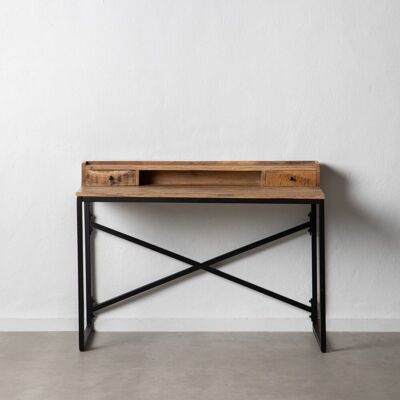 NATURAL DESK-BLACK WOOD-IRON ST601299