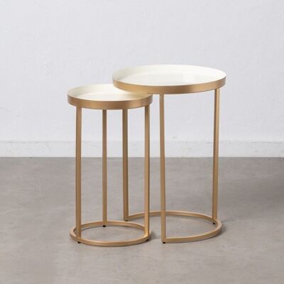 S/2 SIDE TABLE CREAM-GOLD IRON LIVING ROOM ST607890