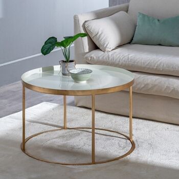 TABLE BASSE CRÈME-OR FER SALON ST607891 2