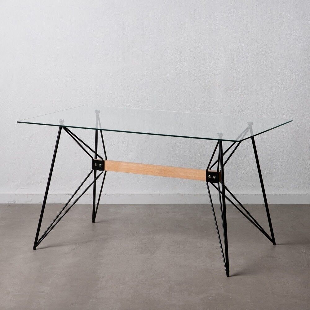 TAVOLO DA PRANZO METALLO NERO-VETRO SOGGIORNO ST601311