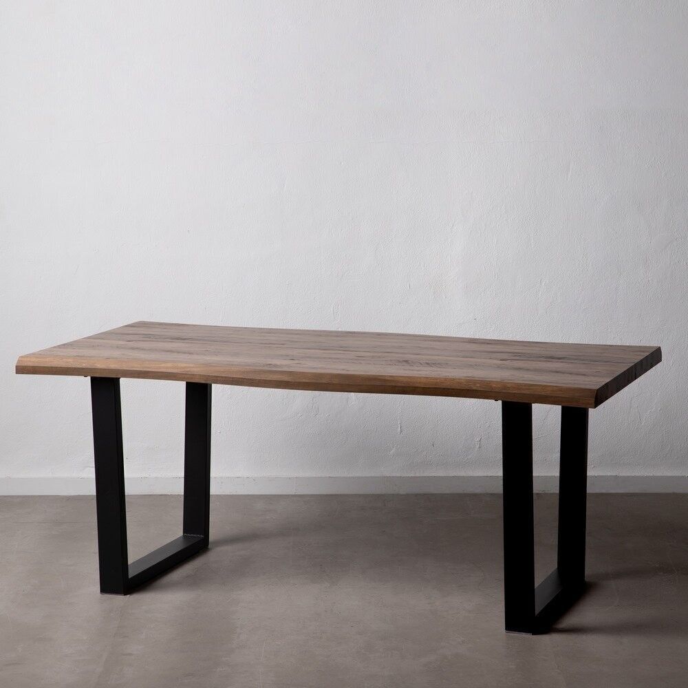 TAVOLO PRANZO NATURALE-NERO DM-METALLO ST601313