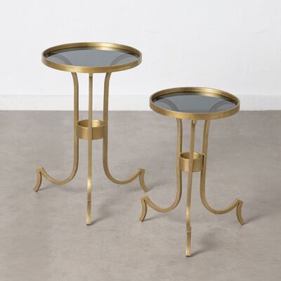 S/2 SIDE TABLE GOLD METAL-GLASS ST603982