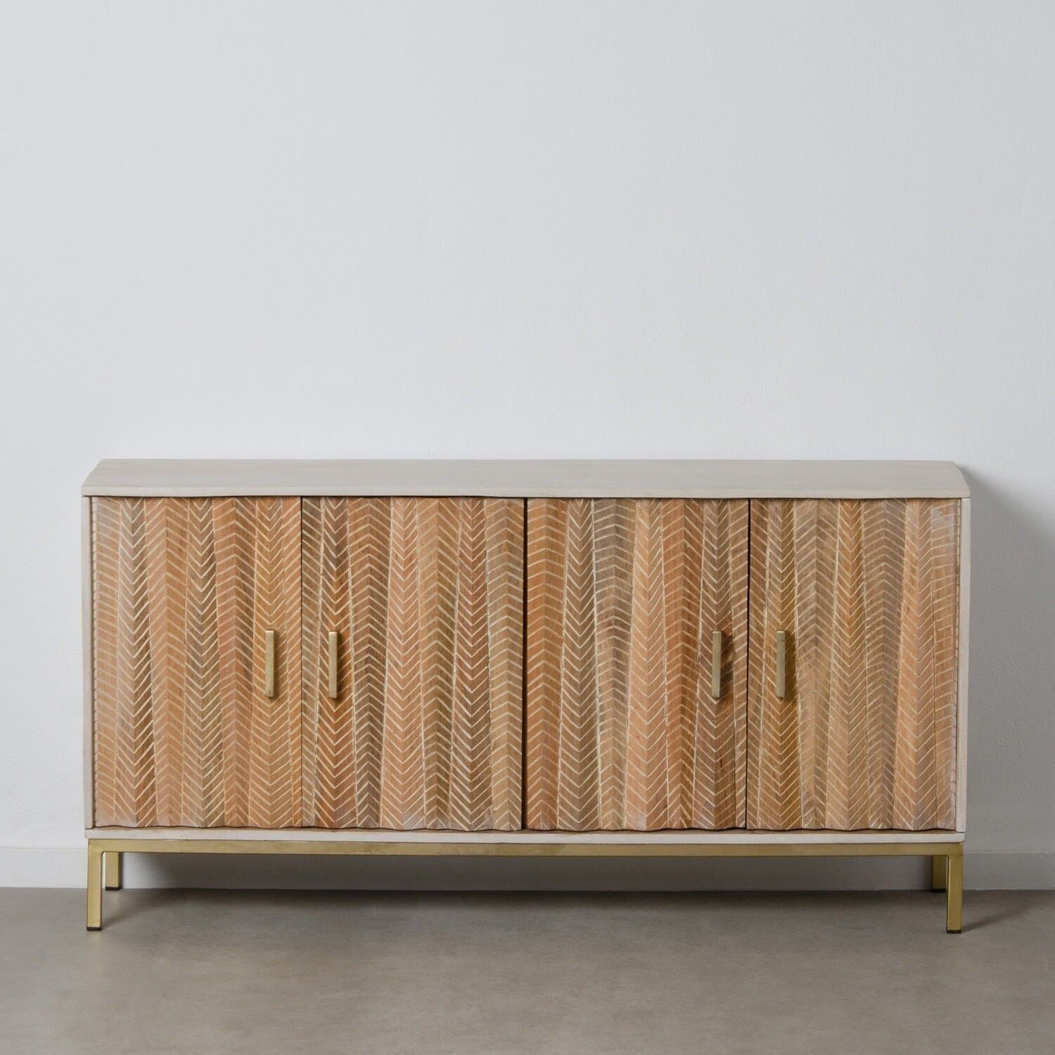 CREDENZA LEGNO PANNA NATURALE / METALLO ST603985