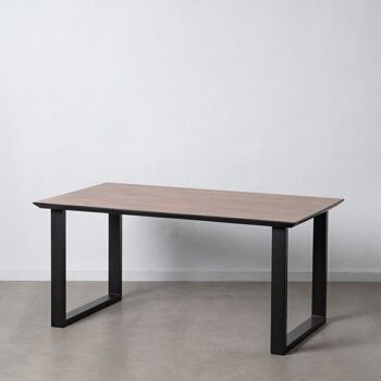 TABLE DE REPAS NOIR-BRUN BOIS-FER ST608042 1