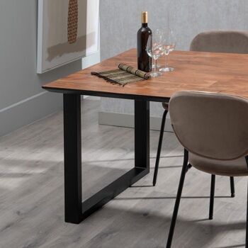 TABLE DE REPAS NOIR-BRUN BOIS-FER ST608042 2