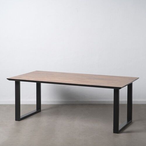 MESA COMEDOR NEGRO-MARRÓN MADERA-HIERRO ST608043