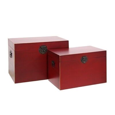 S/2 RED WOODEN TRUNKS ST50043