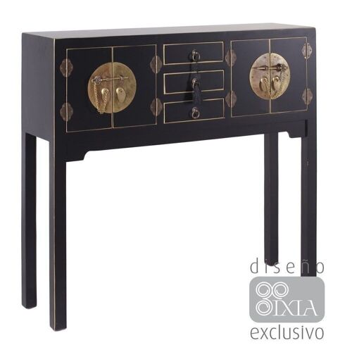 CONSOLA 4 PUERTAS Y 3 CAJONES NEGRO ST51136