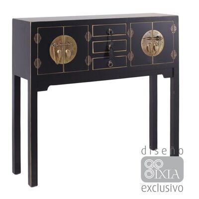 CONSOLE 4 DOORS AND 3 DRAWERS BLACK ST51136