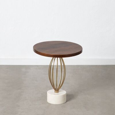 SIDE TABLE NATURAL-GOLD WOOD-IRON ST604013