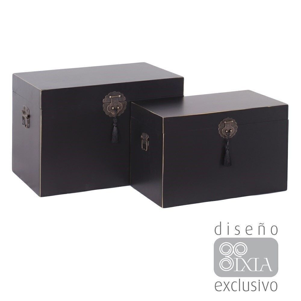 S/2 BAÚLES NEGRO MADERA ''ORIENTE'' ST51146