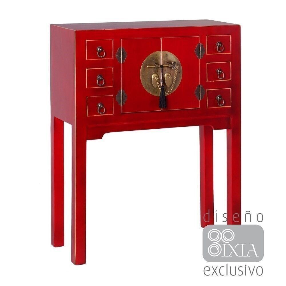 CONSOLA 2 PUERTAS Y 6 CAJONES ROJO ST51149