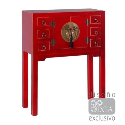 CONSOLE 2 DOORS AND 6 DRAWERS RED ST51149
