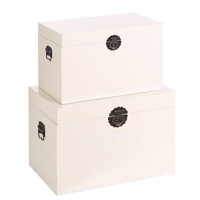 S/2 WHITE WOODEN TRUNKS ''ORIENT'' ST64539