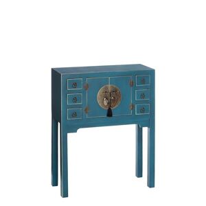 CONSOLE 2 PORTES ET 6 TIROIRS BLEU MDF ST90954