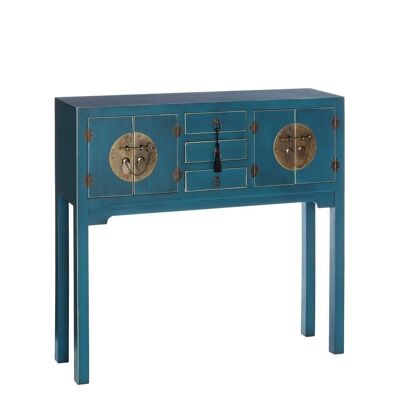 CONSOLE 4 PORTES ET 3 TIROIRS BLEU DM ST90953