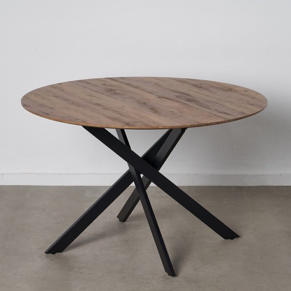 TAVOLO PRANZO NATURALE-NERO DM-METALLO ST604329