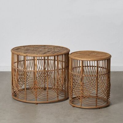 S/2 NATURAL BAMBOO SIDE TABLE LIVING ROOM ST604389