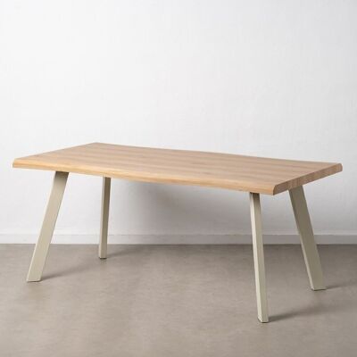 TABLE À MANGER NATUREL-CRÈME DM-MÉTAL ST608703