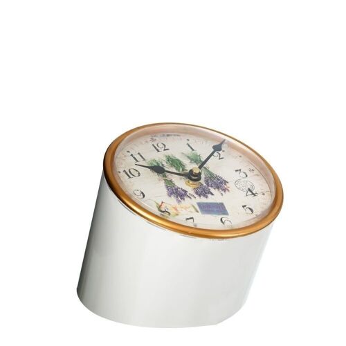 RELOJ MESA CREMA-MALVA METAL DECORACIÓN ST100339