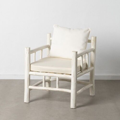 SILLÓN BLANCO DECAPÉ MADERA DE TECA ST106895