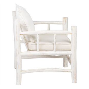 FAUTEUIL BLANC DÉCAPÉ BOIS DE TECK ST106895 5